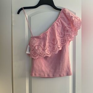 NWT pink one shoulder top size xs